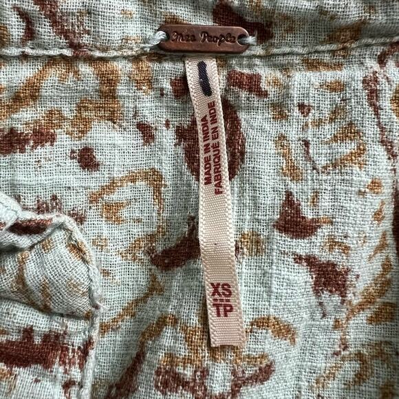 Free People Women’s Telly Collared Teal Hot Shorts Boxy Button Front Romper XS - Picture 6 of 13